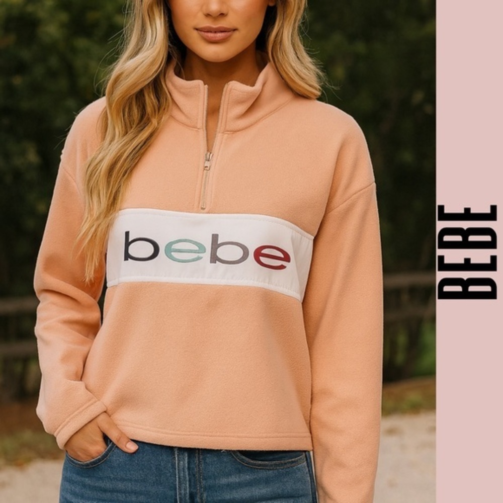 NWT BEBE fleece sweater pink pullover